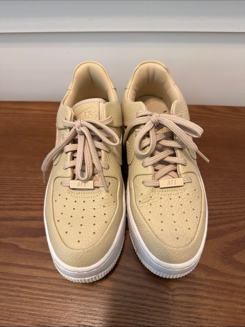 Nike Women’s Sneakers Beige Cream Air Force 1 Style